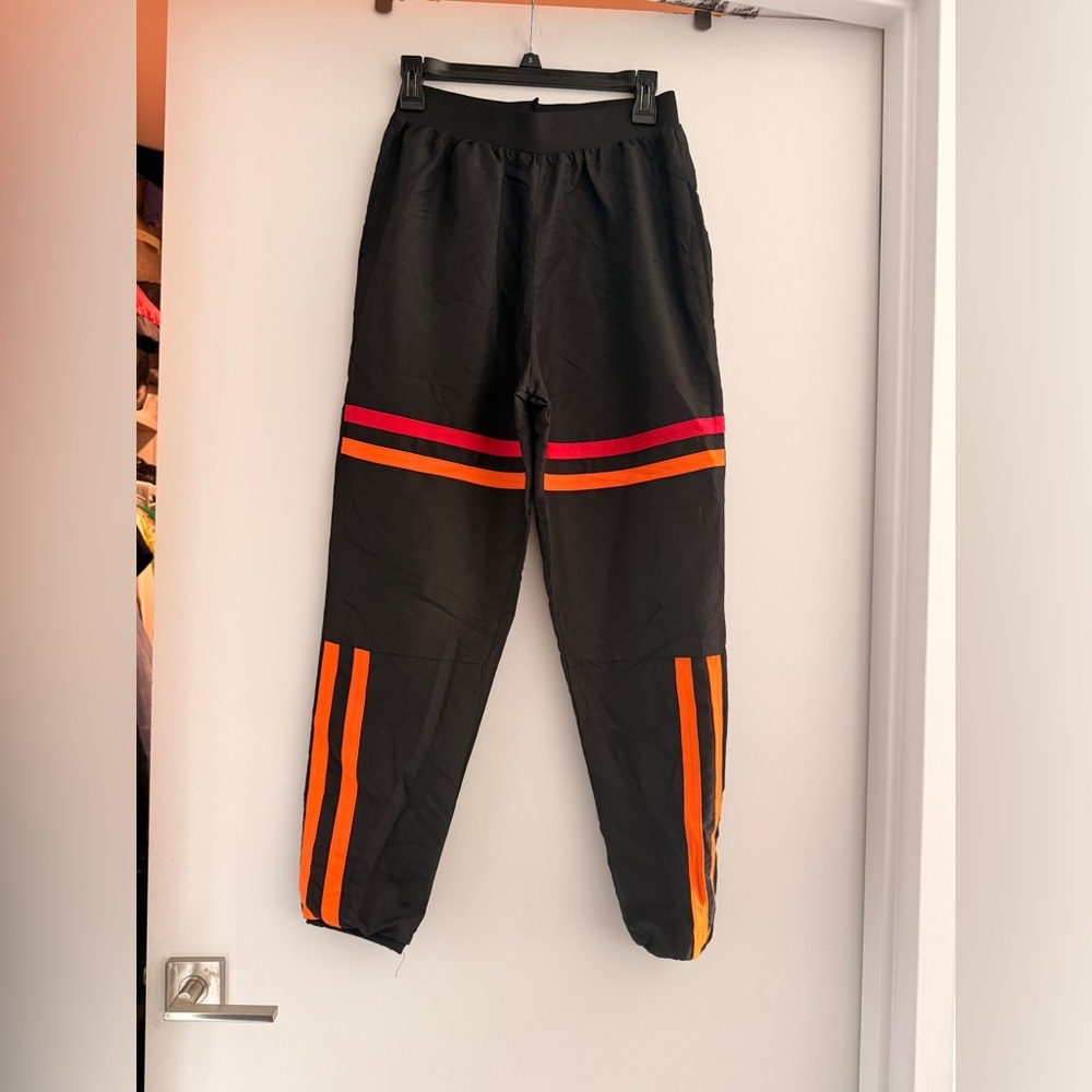 Weissman Black joggers with Orange and Pink Stripe Accents - Picture 1 of 3